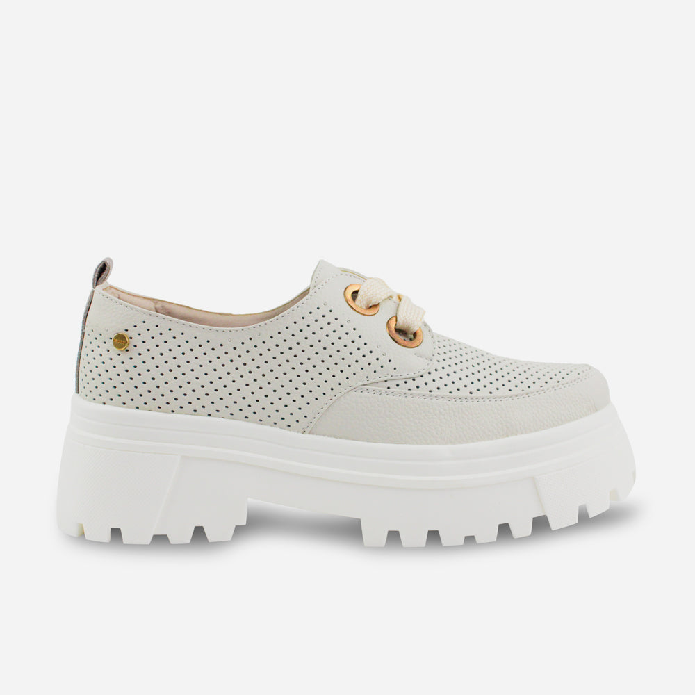 Oxford jazmin de cuero para mujer - Hueso