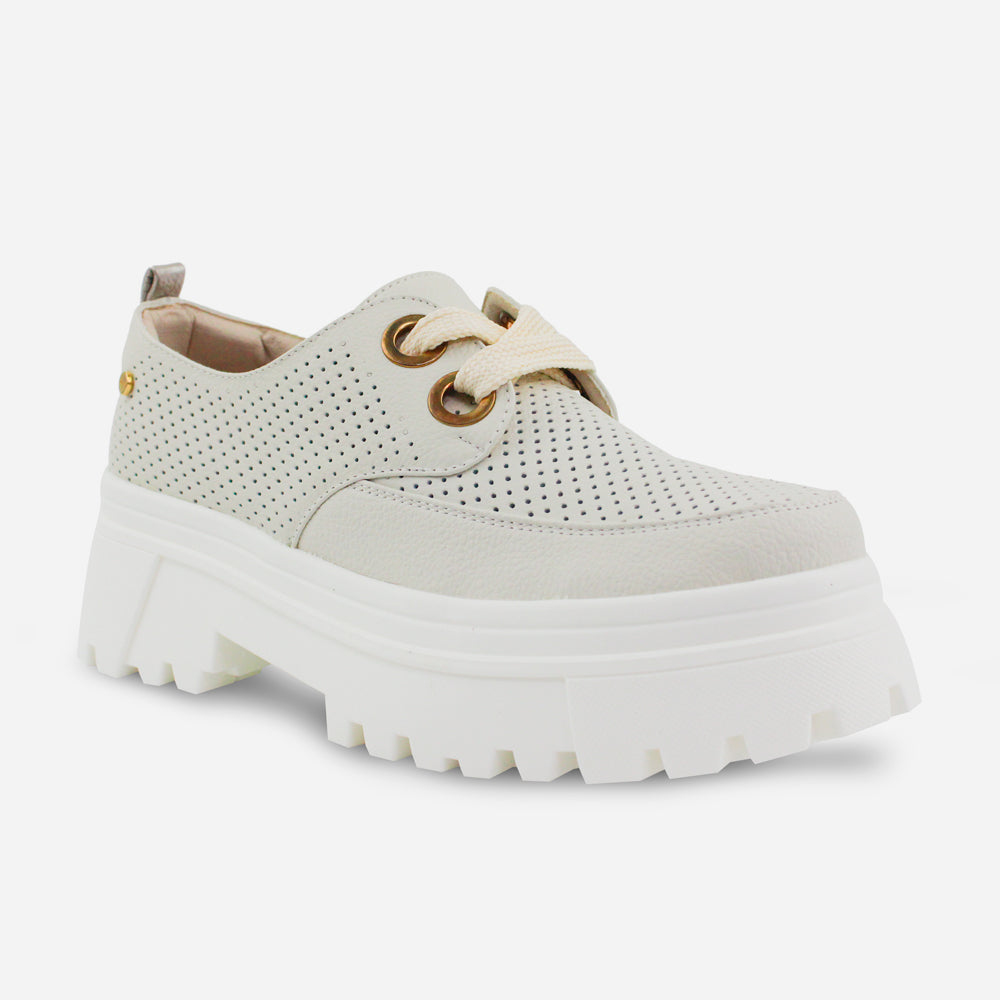Oxford jazmin de cuero para mujer - Hueso