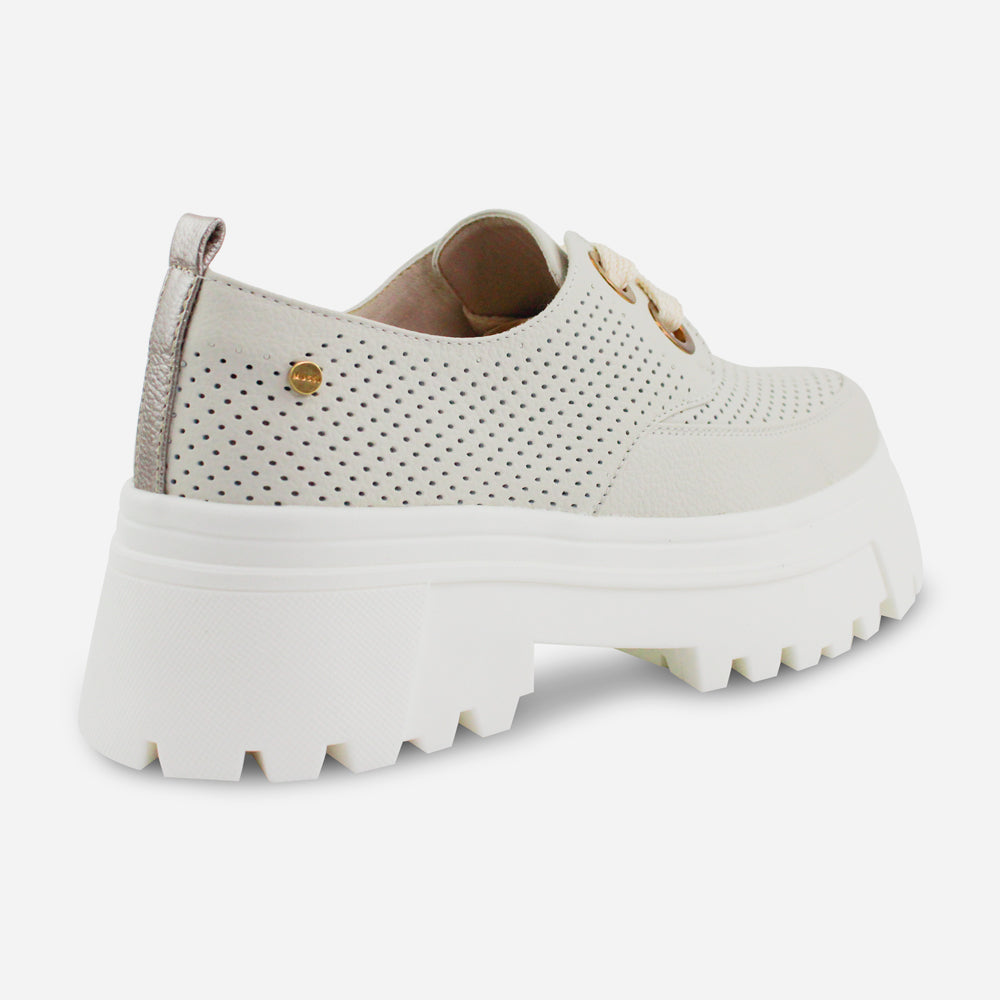 Oxford jazmin de cuero para mujer - Hueso