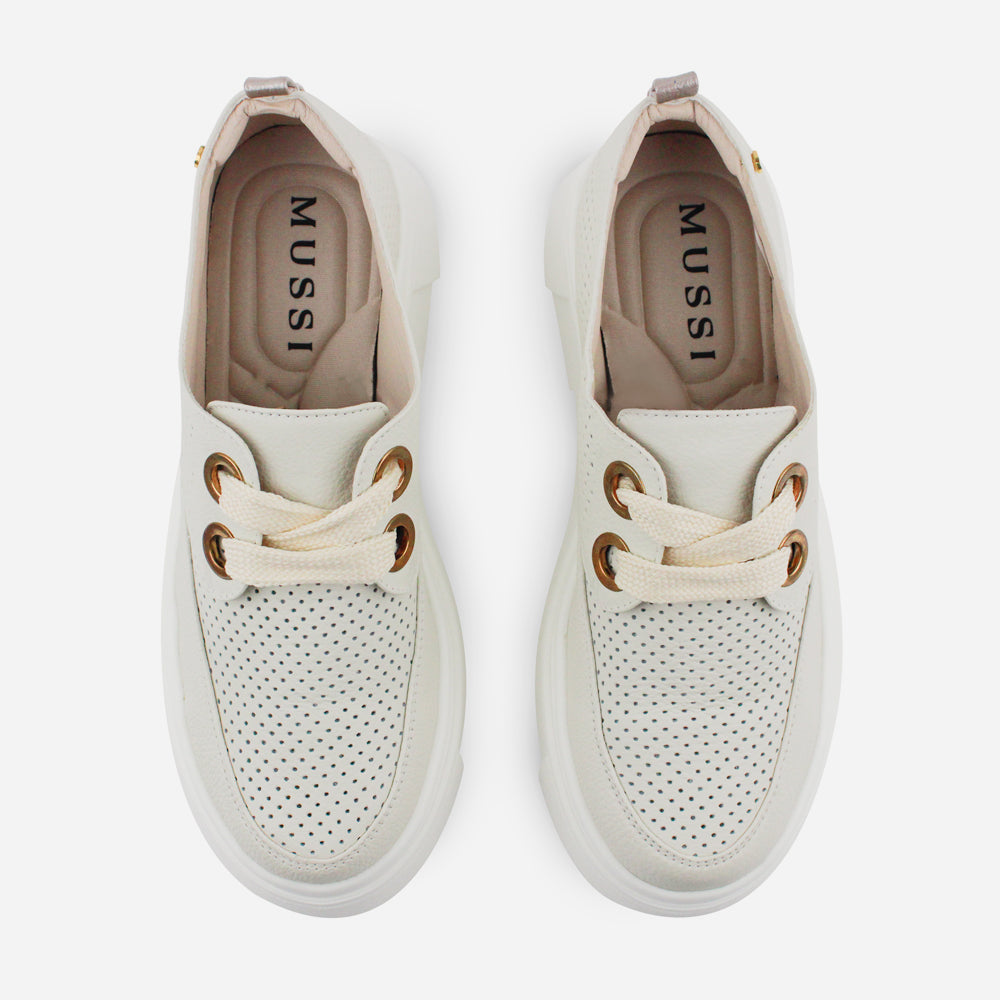 Oxford jazmin de cuero para mujer - Hueso