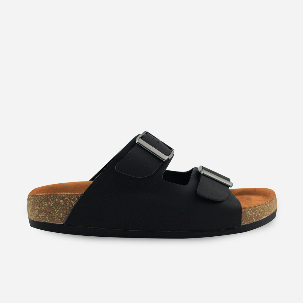 Sandalia plana mark de cuero para hombre - Negro