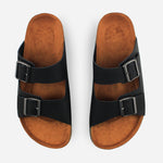 Sandalia plana mark de cuero para hombre - Negro