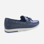 Mocasin plano algol de cuero para hombre - Azul
