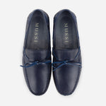 Mocasin plano algol de cuero para hombre - Azul