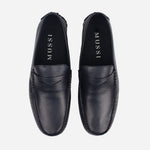 Mocasin plano misako de cuero para hombre - Negro