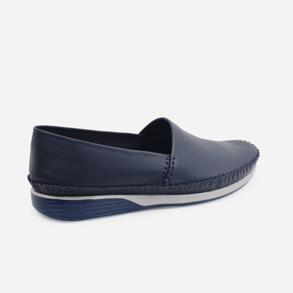 Mocasin plano golondrina de cuero para hombre - Azul