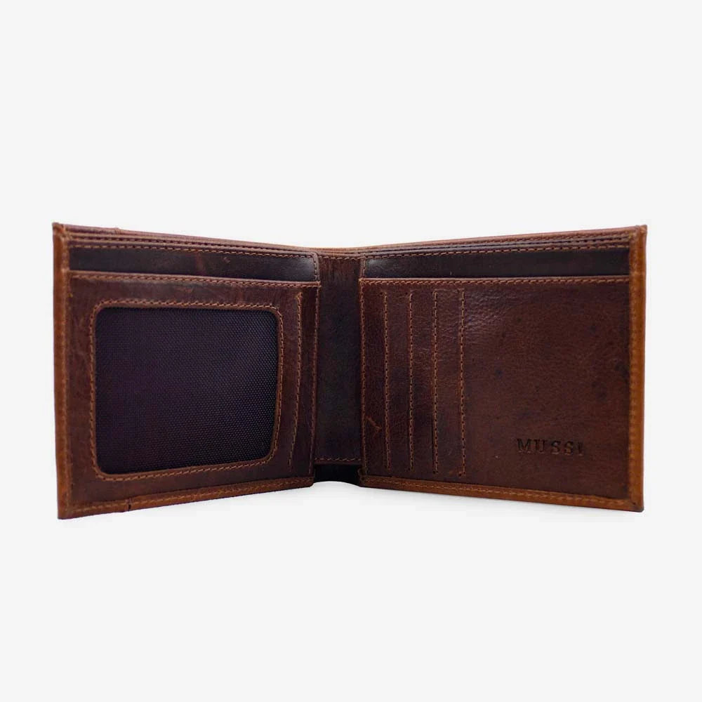 Billetera euria de cuero para hombre - Miel