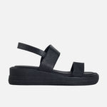 Sandalia flatform charo de cuero para mujer - Negro