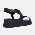 Sandalia flatform charo de cuero para mujer - Negro