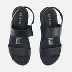 Sandalia flatform charo de cuero para mujer - Negro