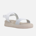 Sandalia flatform charo de cuero para mujer - Blanco