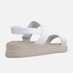 Sandalia flatform charo de cuero para mujer - Blanco