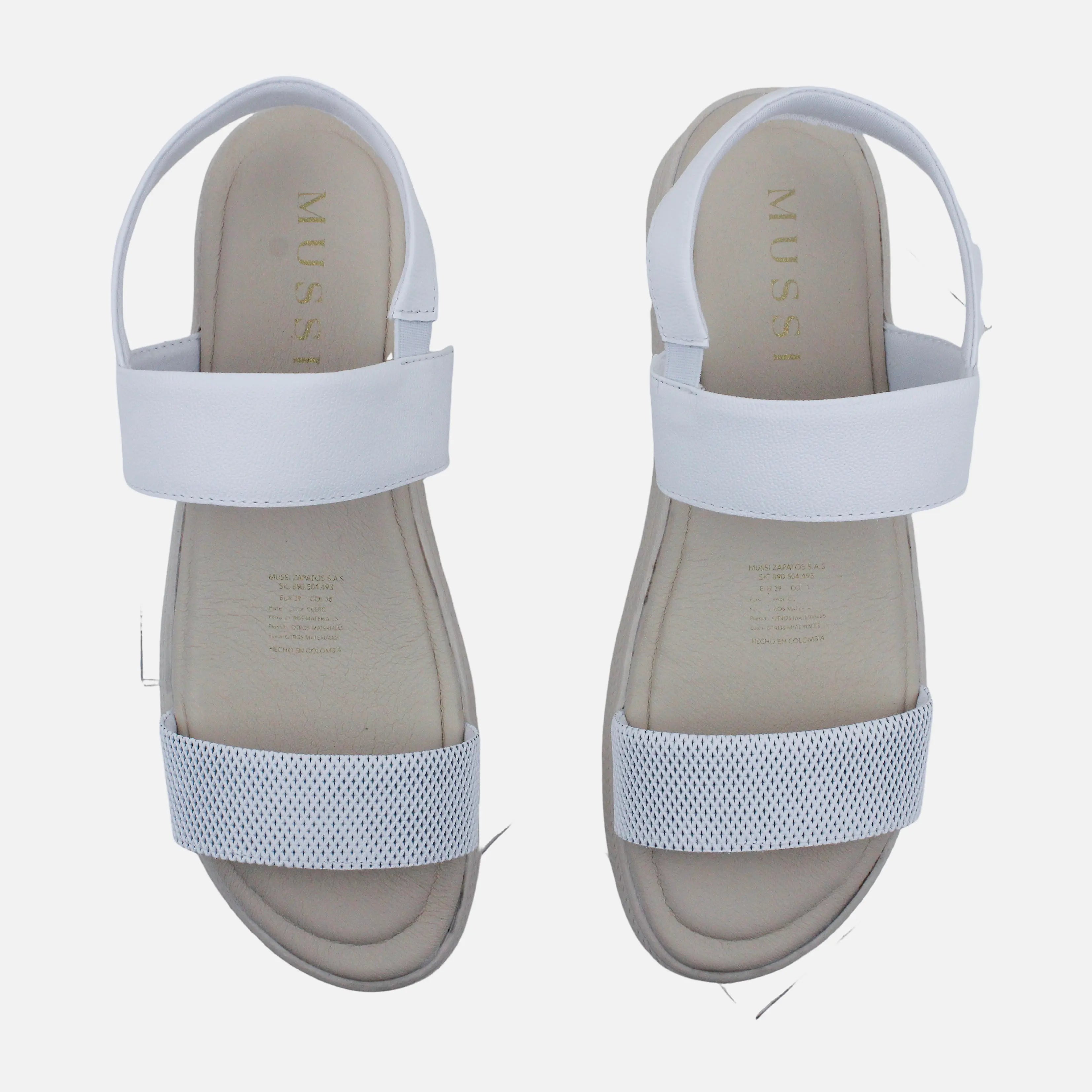 Sandalia flatform charo de cuero para mujer Blanco