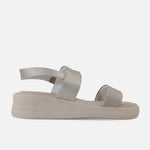 Sandalia flatform charo de cuero para mujer - Oro