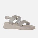 Sandalia flatform charo de cuero para mujer - Oro