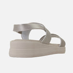 Sandalia flatform charo de cuero para mujer - Oro