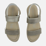 Sandalia flatform charo de cuero para mujer - Oro