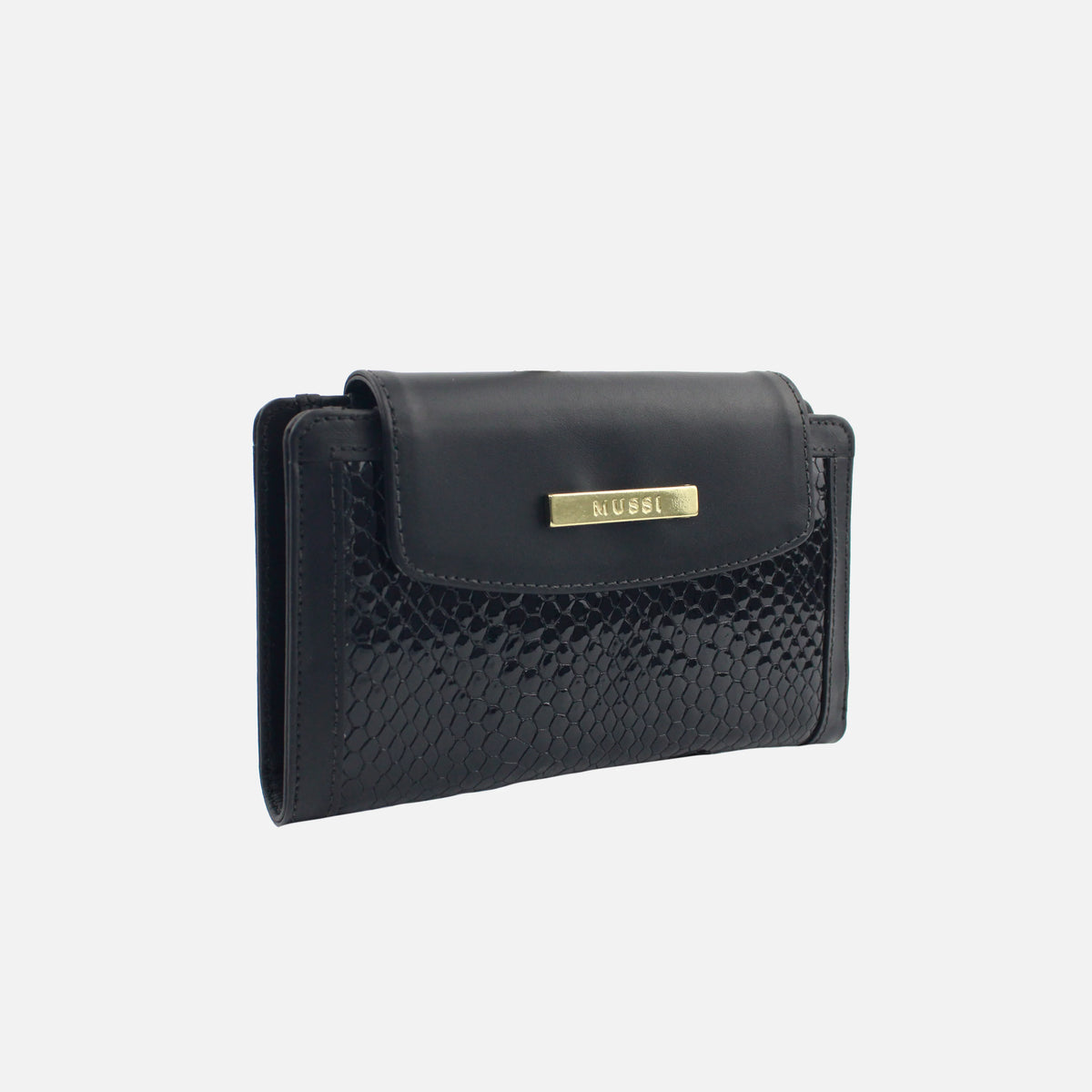 Billetera bianca de cuero para mujer - Negro