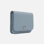 Billetera sira de cuero para mujer - Celeste