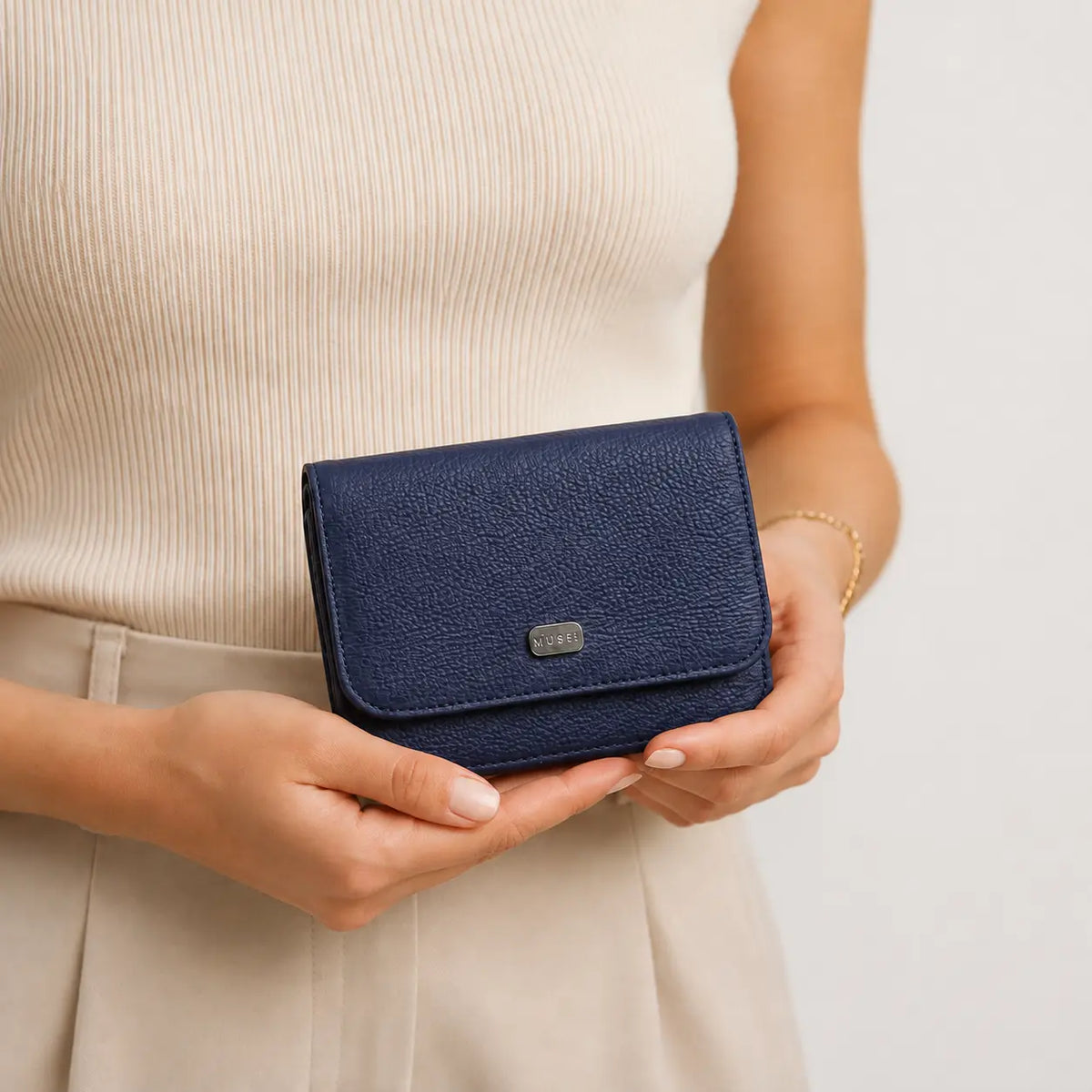 Billetera sira de cuero para mujer - Turquesa