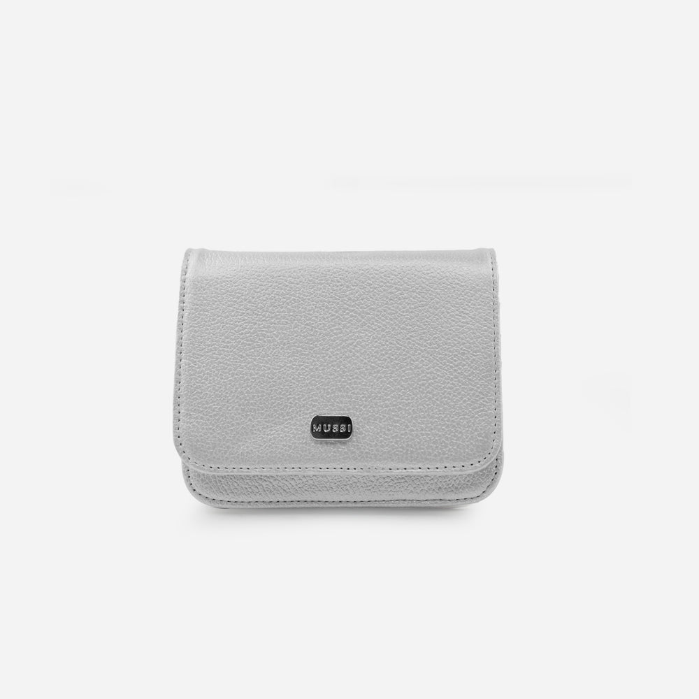 Billetera sira de cuero para mujer - Plata