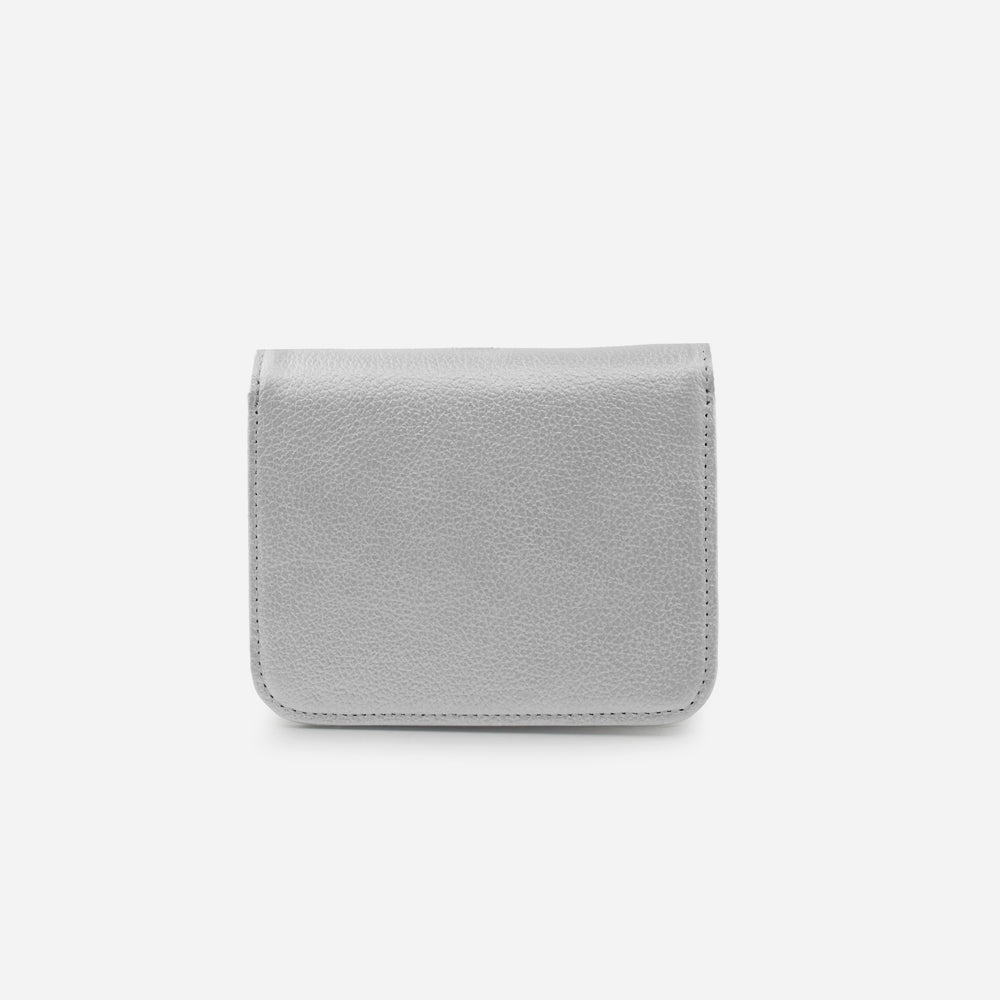 Billetera sira de cuero para mujer - Plata