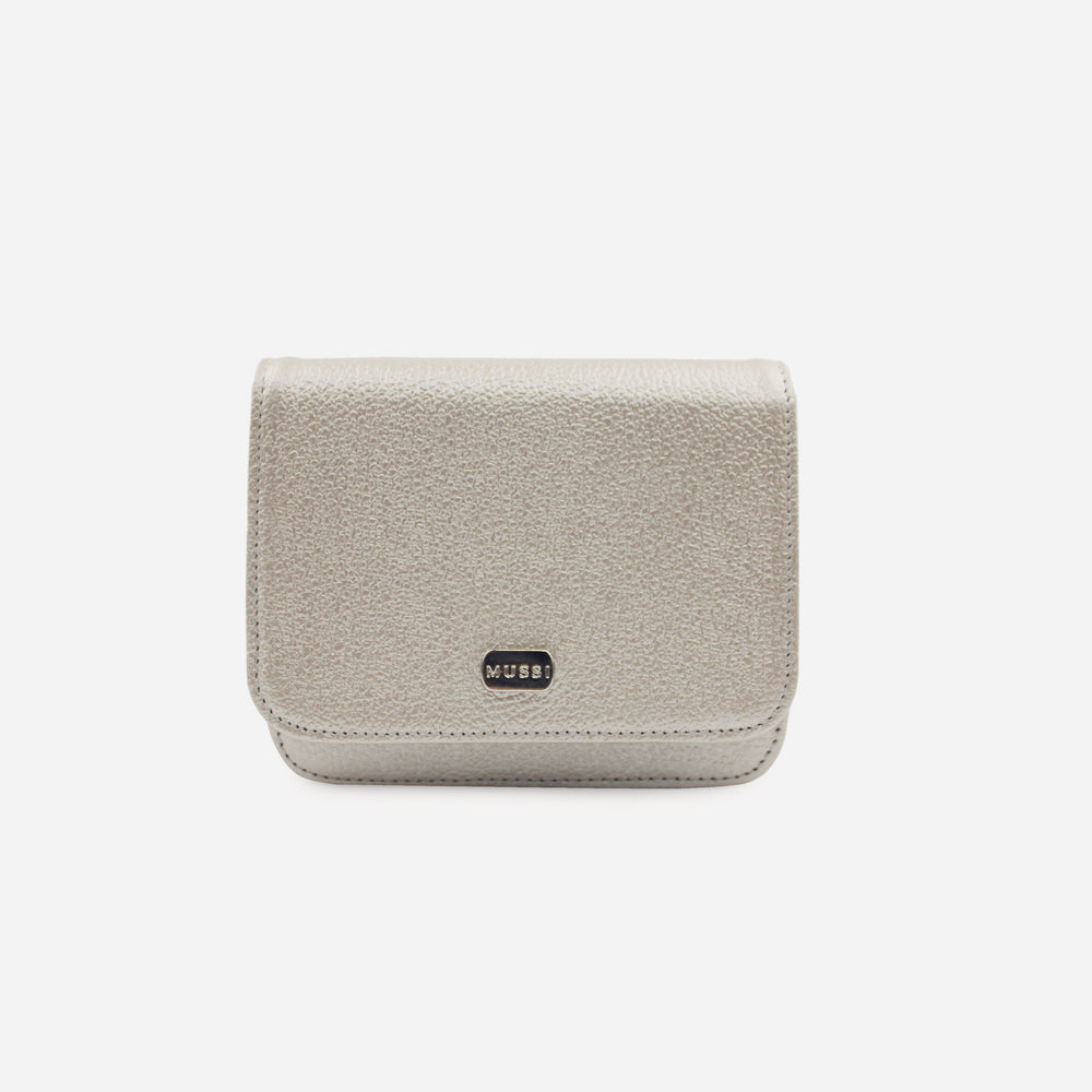 Billetera sira de cuero para mujer - Champaña