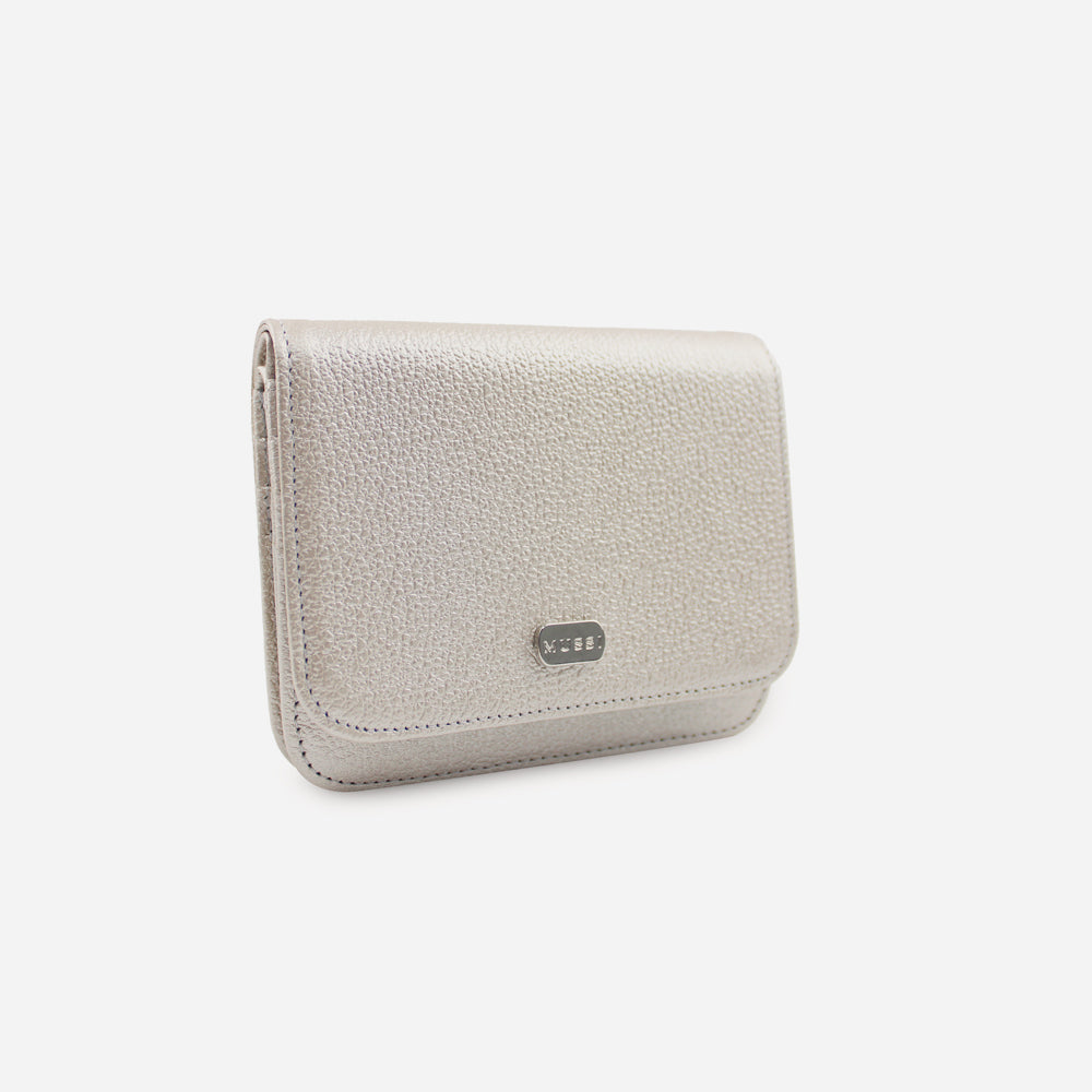 Billetera sira de cuero para mujer - Champaña