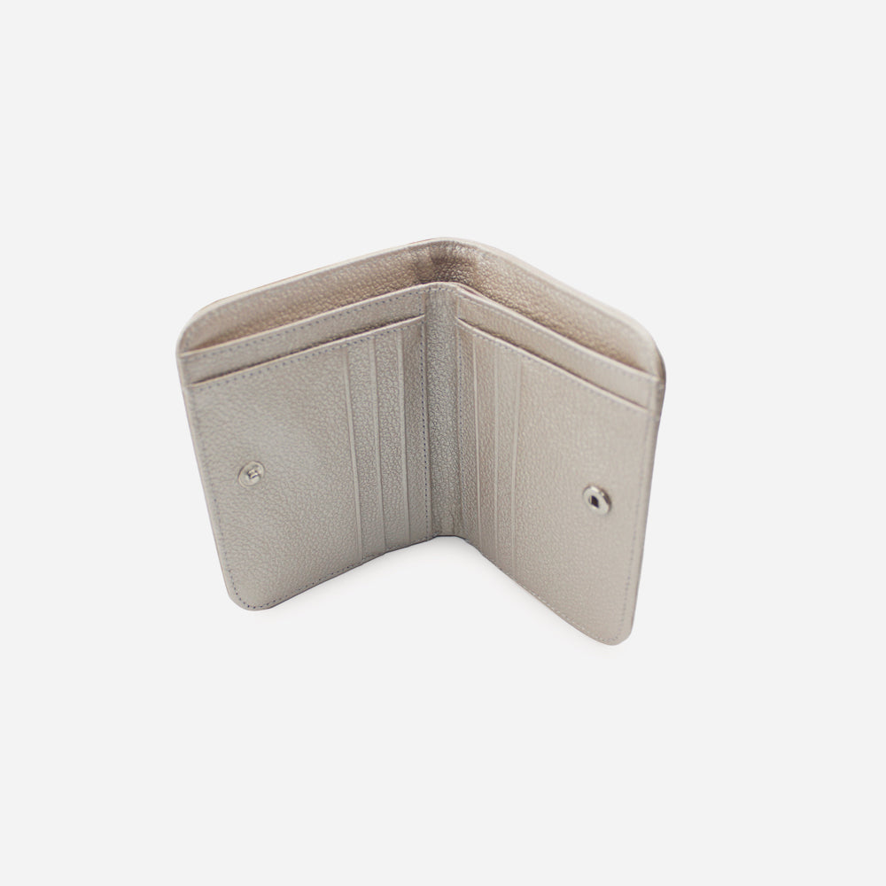 Billetera sira de cuero para mujer - Champaña