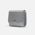 Billetera sira de cuero para mujer - Plateado