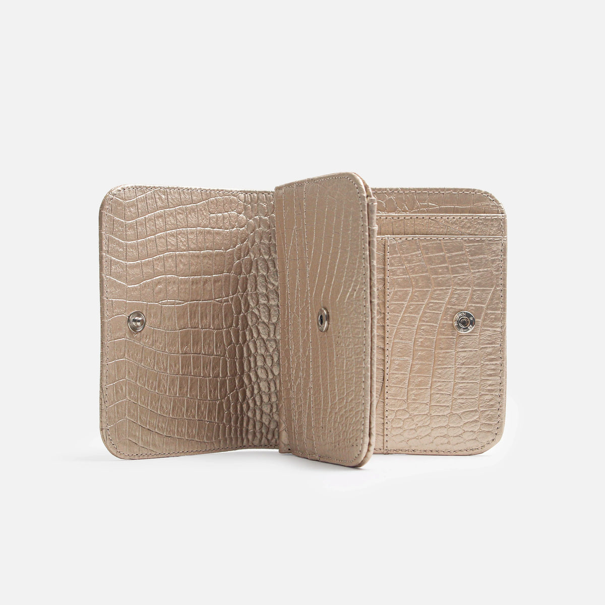 Billetera sira de cuero para mujer - Oro