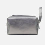Cosmetiquera primavera de cuero para mujer - Plateado