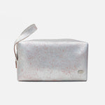 Cosmetiquera primavera de cuero para mujer - Plateado