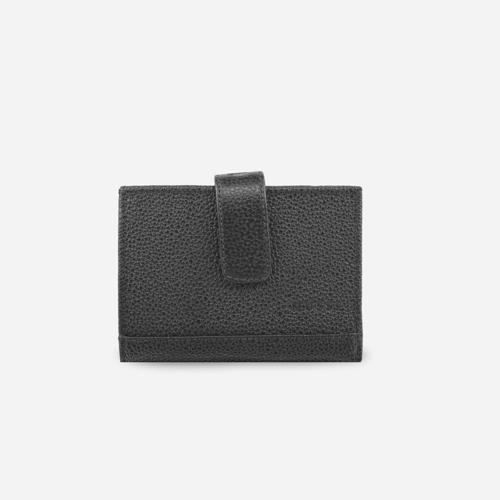 Billetera levana de cuero para mujer - Negro