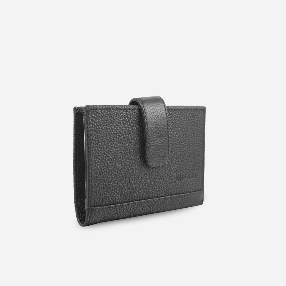 Billetera levana de cuero para mujer - Negro