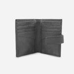 Billetera levana de cuero para mujer - Negro