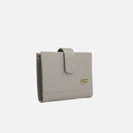 Billetera levana de cuero para mujer - Gris
