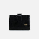 Billetera levana de cuero para mujer - Negro