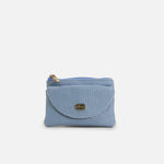 Monedero cabo de cuero para mujer - Celeste