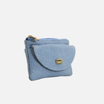 Monedero cabo de cuero para mujer - Celeste