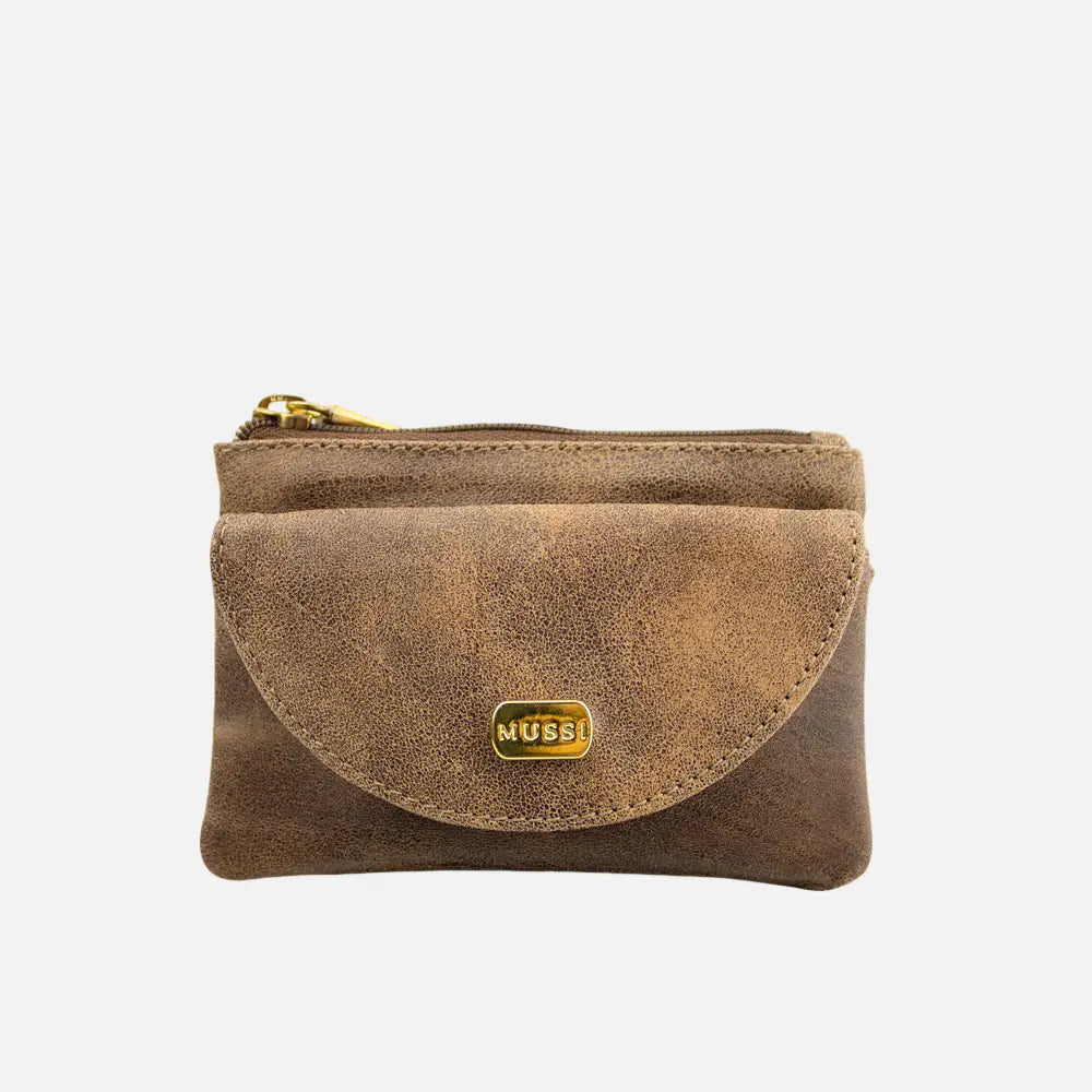 Monedero cabo de cuero para mujer - Café