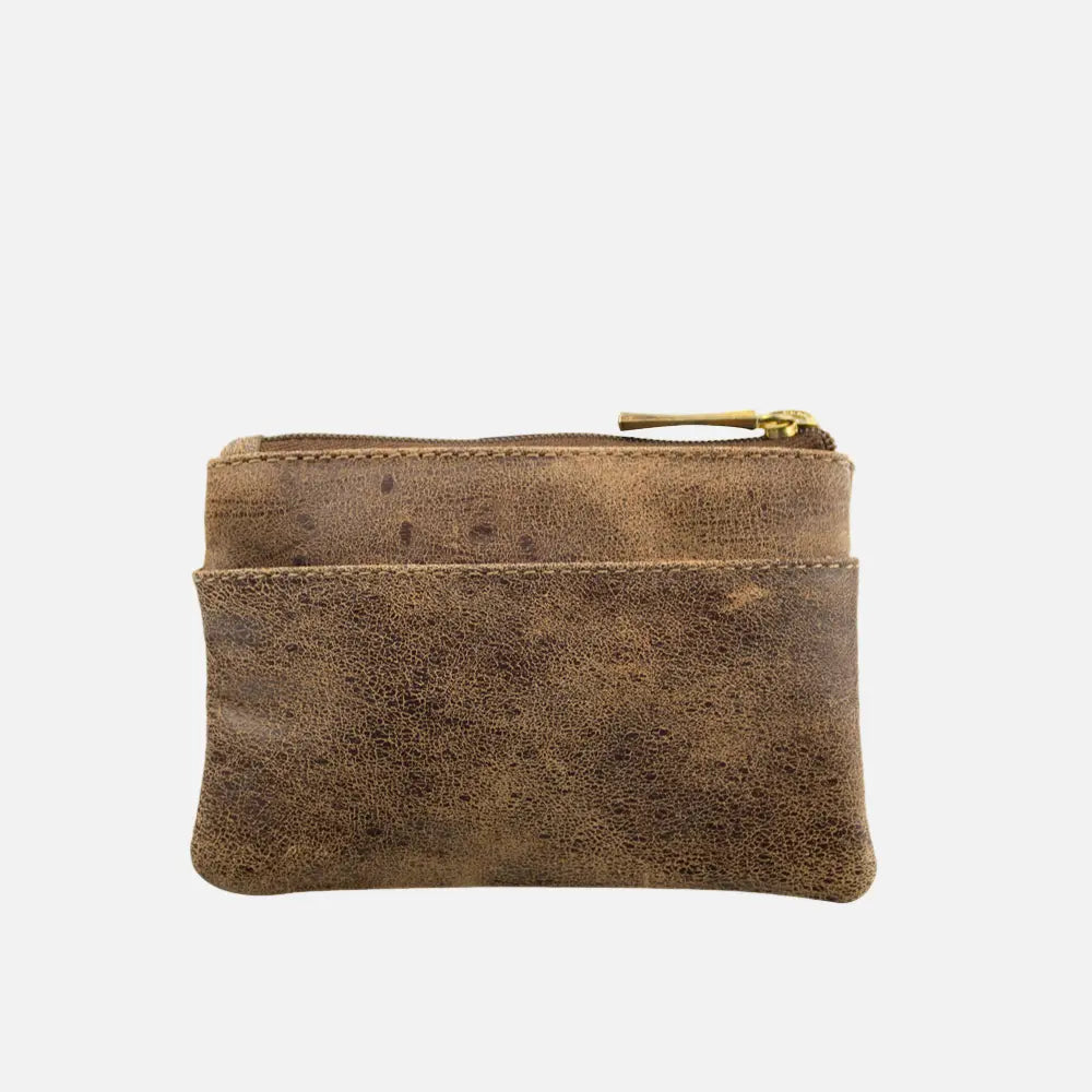 Monedero cabo de cuero para mujer - Café