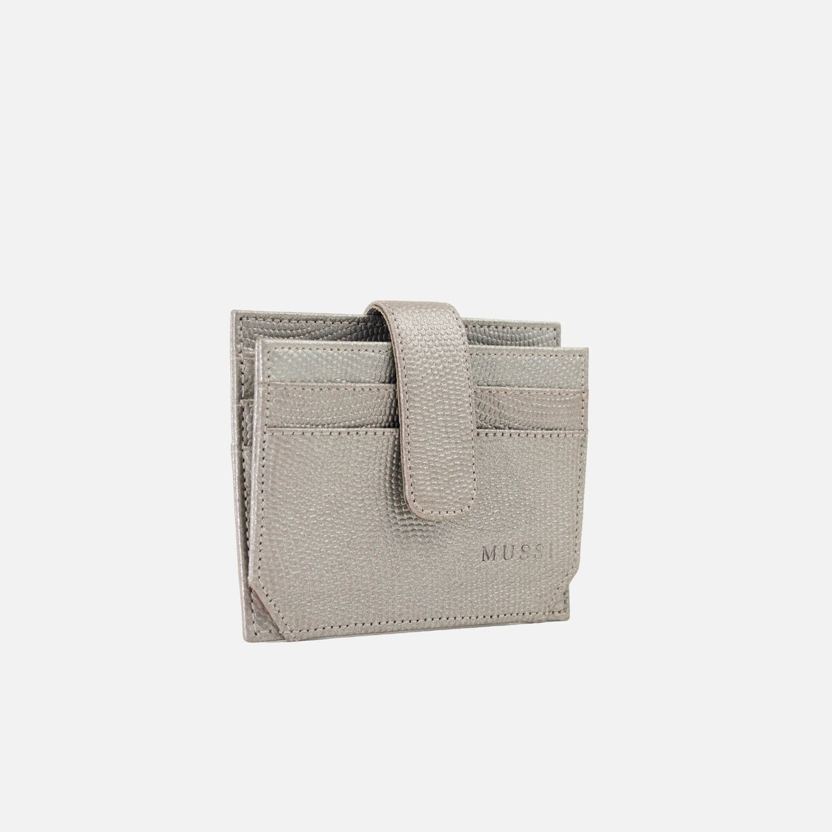 Tarjetero menina de cuero para mujer - Plateado