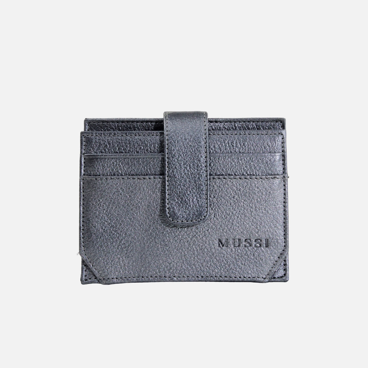 Tarjetero menina de cuero para mujer - Plateado