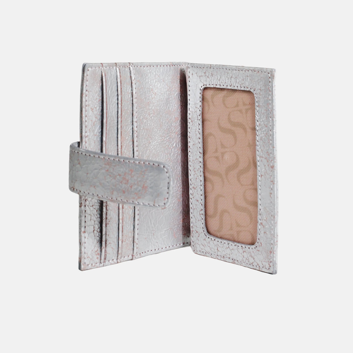 Tarjetero menina de cuero para mujer - Plateado