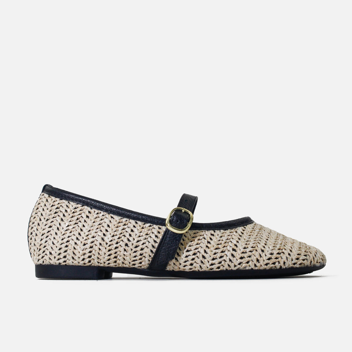 Baleta plana calabash de sintético para mujer - Negro