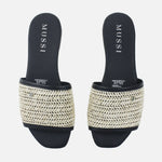 Sandalia plana serengeti de sintético para mujer - Negro