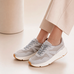 Tenis con plataforma keita de cuero para mujer - Gris