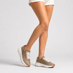 Tenis con plataforma keita de cuero para mujer - Taupe