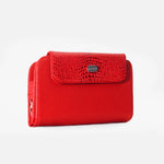 Billetera ambar de cuero para mujer - Rojo